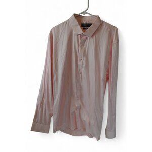Primark Men’s Pink Slim Fit Dress Shirt 2XL Long Sleeve Button Front